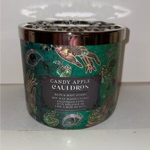 Bath & Body Works Candy Apple Cauldron Scented Candle 3 Wick Halloween Siren Lid